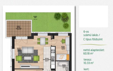 Új építésű 60 m2-es földszinti lakás Budapest Duna partján.