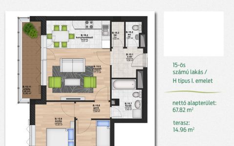 Új építésű 68 m2-es 1. emeleti lakás Budapest Duna partján.