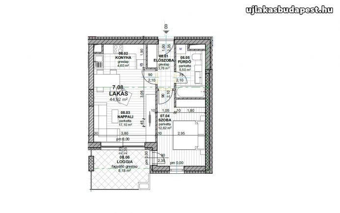 Eladó 45 nm-es lakás 8 nm erkéllyel a XI.kerület frekventált részén 7.08