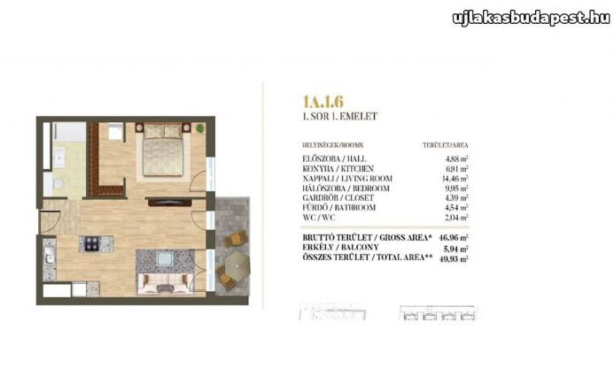 Új építésű 47 m2-es 1. emeleti lakás Csillaghegyen eladó!
