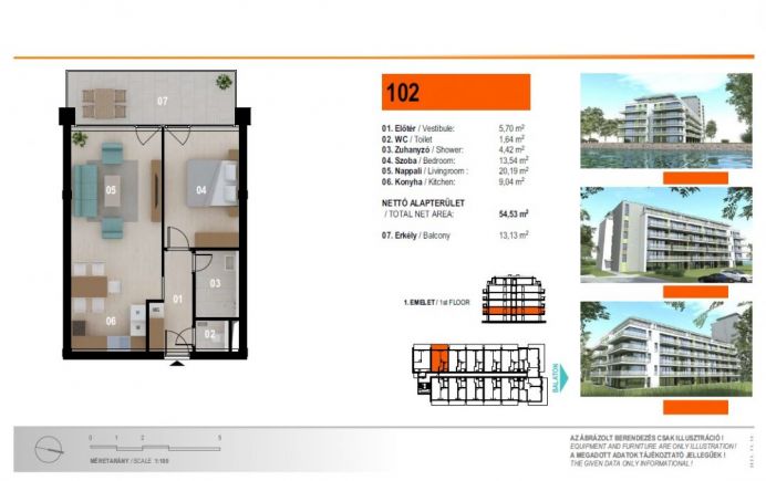 Eladó 55 nm-es, első emeleti lakás eladó Siófokon