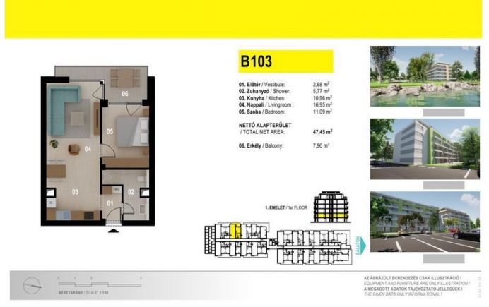 Új építésű 47 nm-es lakás eladó Siófokon B103