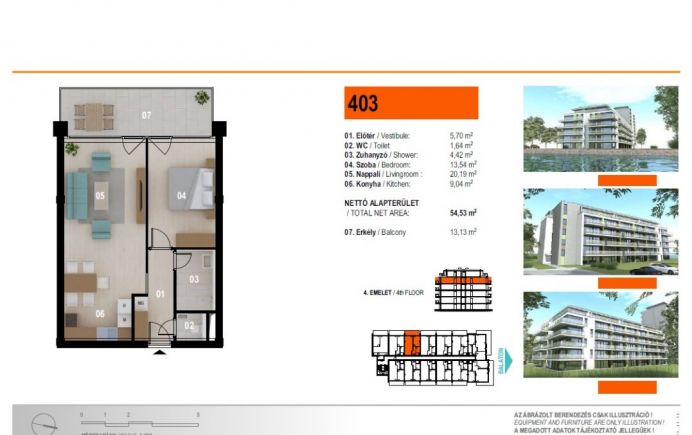 Eladó 55 nm-es, nappali + 1 szobás lakás a Balaton partján