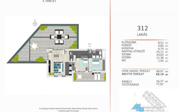 Harmadik emeleti 66 nm-es lakás eladó a XXI.kerületben