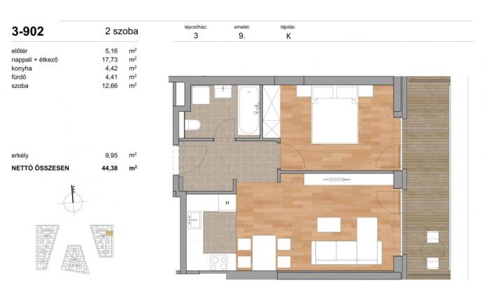 Új építésű lakások a 11. kerület Duna-partján – I. ütem 3-902