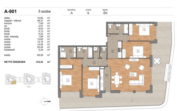 Új építésű lakások a 11. kerület Duna- partján - II.ütem A-901