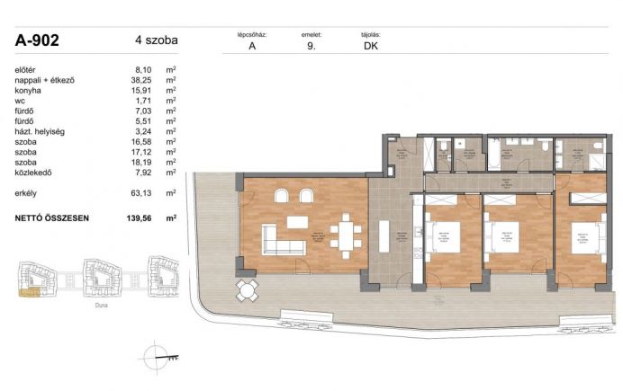 Új építésű lakások a 11. kerület Duna- partján - II.ütem A-902