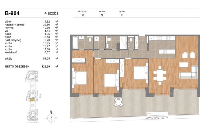 Új építésű lakások a 11. kerület Duna- partján - II.ütem B-904