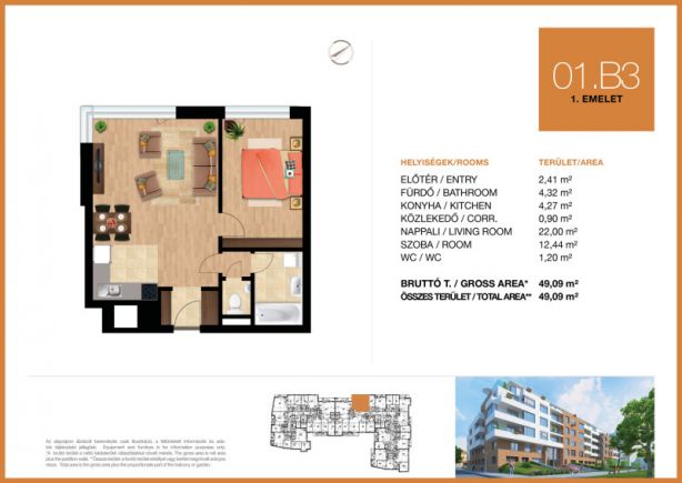 Új építésű 49 m2-es 1. emeleti lakás eladó Budapesten a My City Residence-ben!