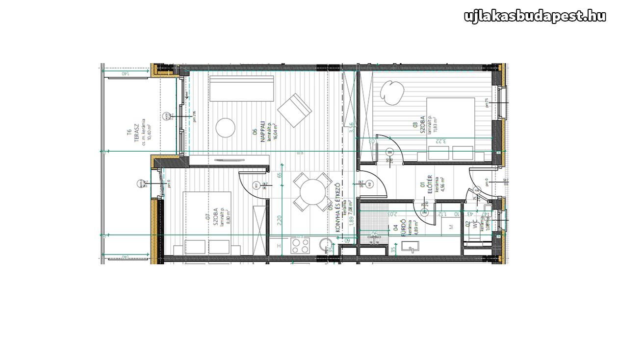 Új építésű 54 nm-es, 1+2 szobás lakás Balatonföldváron
