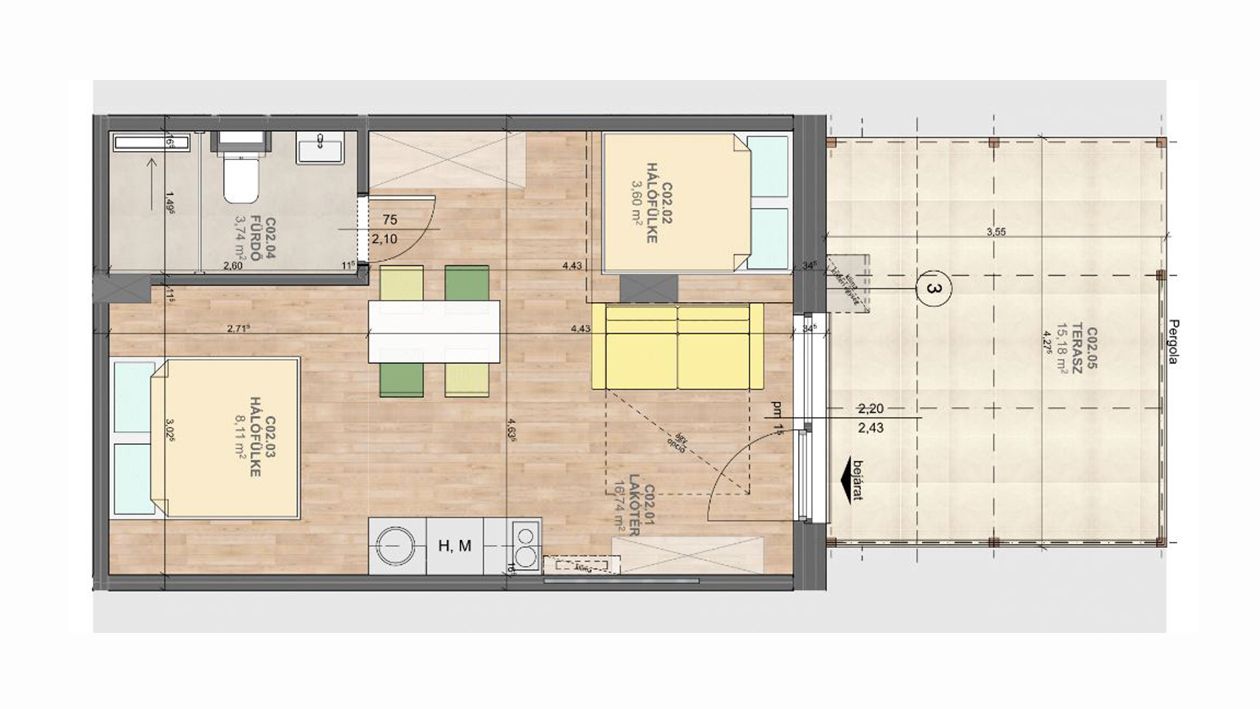 Hálófülke-nappalis apartman eladó