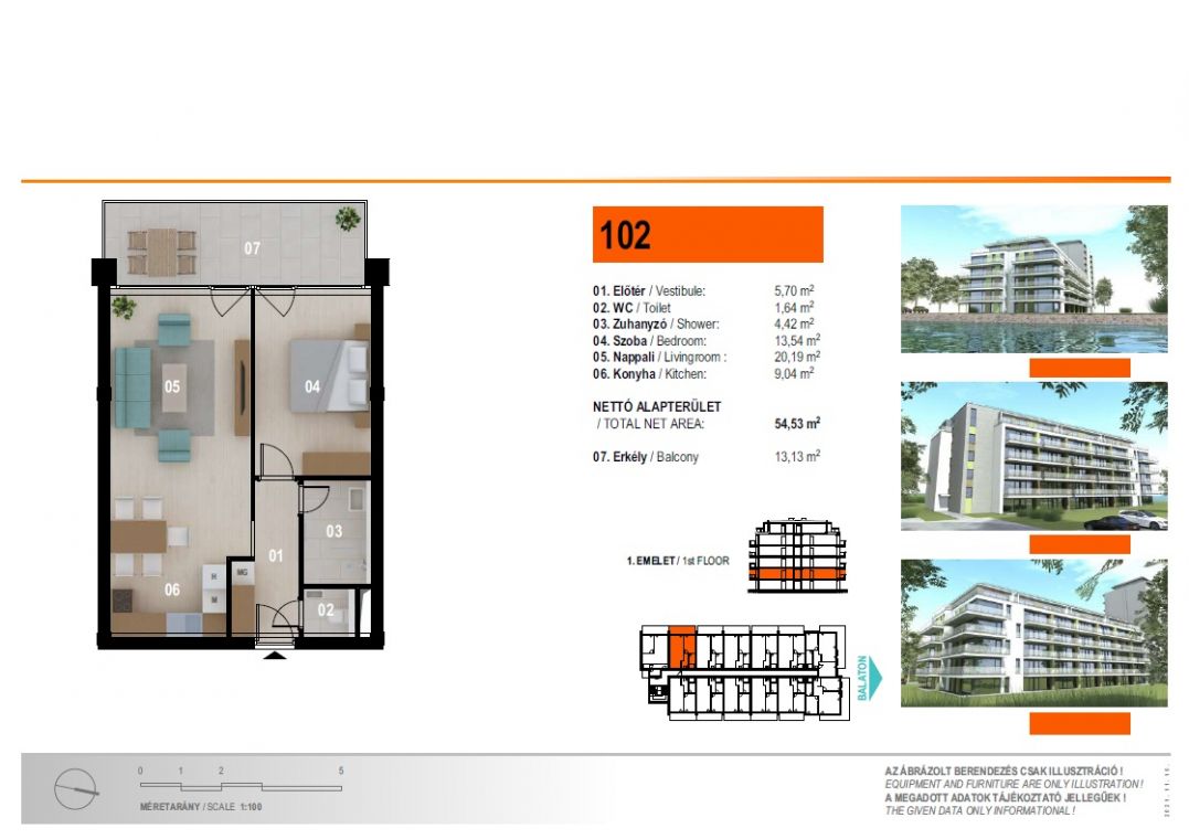 Eladó 55 nm-es, első emeleti lakás eladó Siófokon
