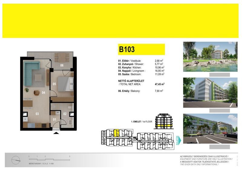 Új építésű 47 nm-es lakás eladó Siófokon B103