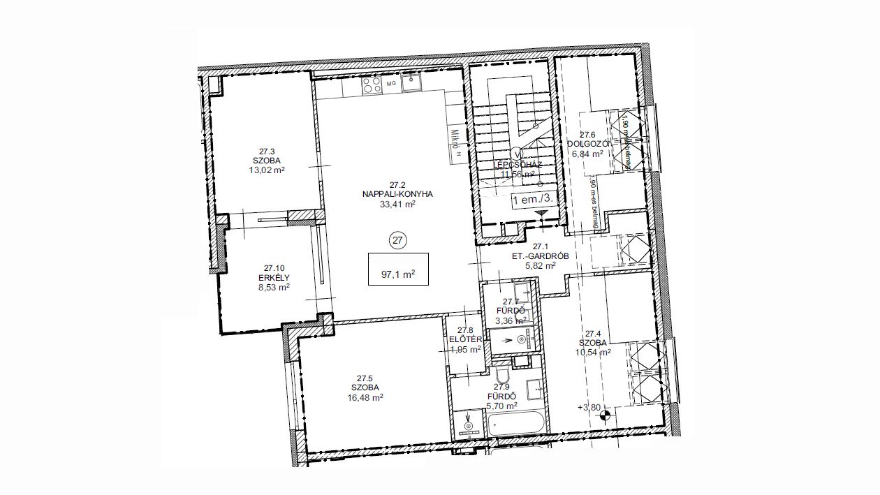 Új építésű 1.emeleti, 96 nm-es lakás eladó a III.kerületben