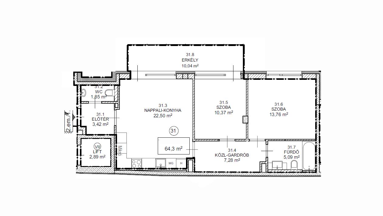 Új építésű 2.emeleti, 64 nm-es lakás eladó a III.kerületben