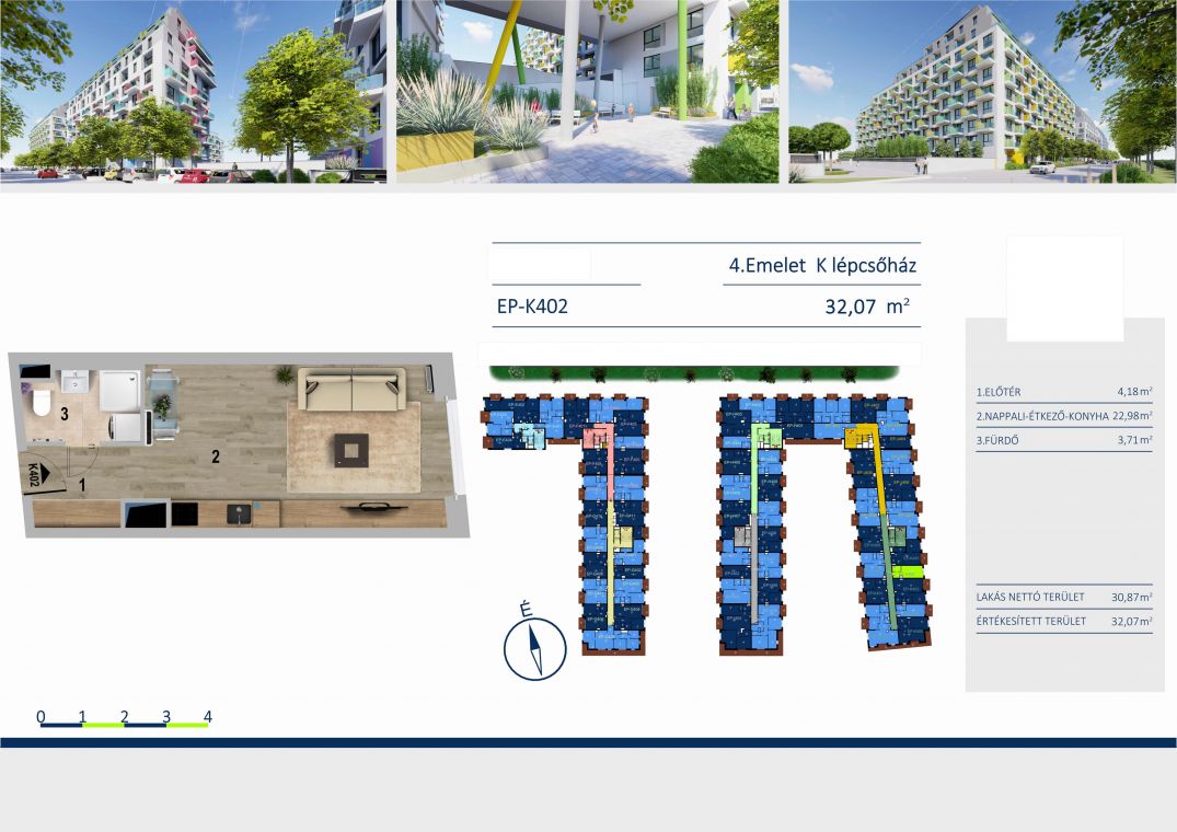 Új építésű 32 nm-es lakás az E11 társasházban